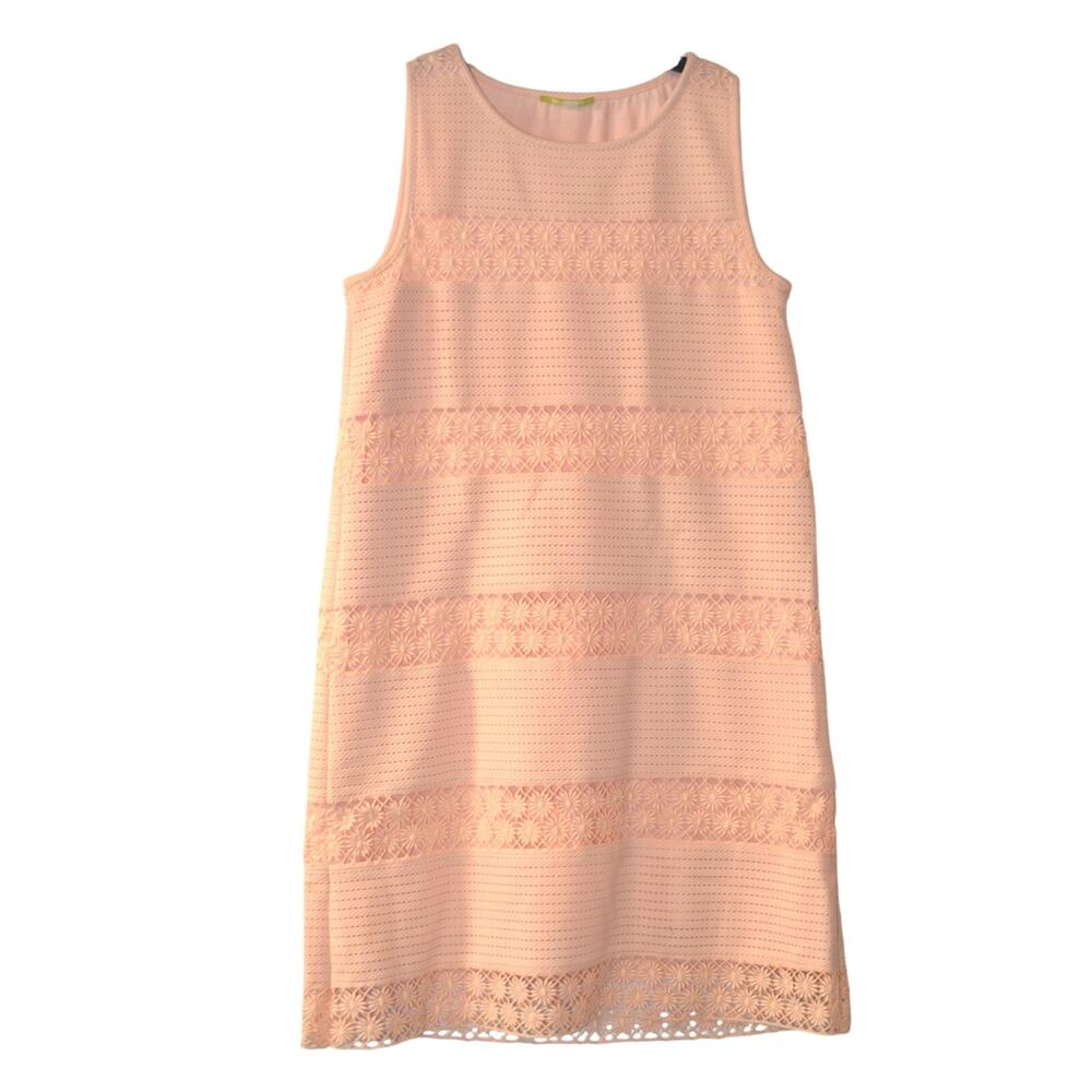 Gianni Bini Pink Dress w/ Floral Lace Overlay, Sleeveless, Size Small